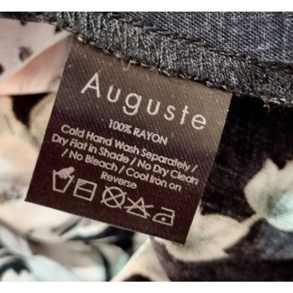 AUGUSTE Black Floral Wrap Around Maxi Short Sleeve Dress Front Tie Size AU 6 - Picture 9 of 9